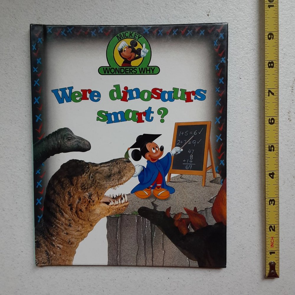 1992 Mickey Wonders Why "Were Dinosaurs Smart" Childrens Hardcover Book‎